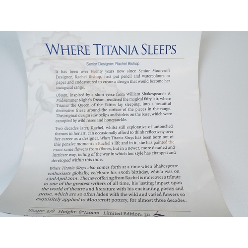 12 - 2012 Beehive marked, Moorcroft vase from the 'Where Titania Sleeps' series.Very Limited Edition, Num... 