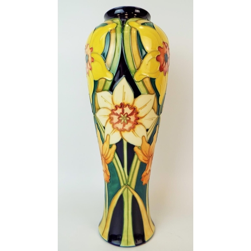 19 - 1995 Moorcroft Vase in the Daffodil design. Limited edition, number 199 of 250 made. Signed  T Moorc... 