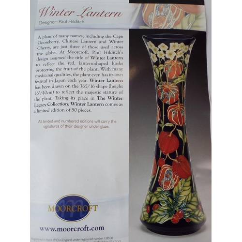 20 - Very Ltd Edition, 36/50  2013 Moorcroft Vase in the Winters Lantern design. Signed by Paul Hilditch.... 
