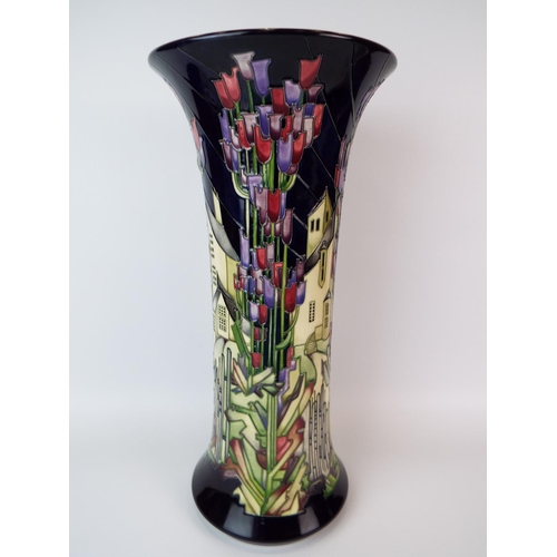 21 - Very large Trumpet shaped Moorcroft vase in the 'Town of Flowers' Design. Designed and signed by Ker... 
