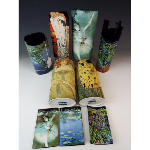 26 - Set of six Beswick Silhouette D'art Vases each with Impressionist designs, Each approx 8 inches tall... 