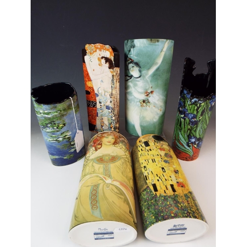 26 - Set of six Beswick Silhouette D'art Vases each with Impressionist designs, Each approx 8 inches tall... 