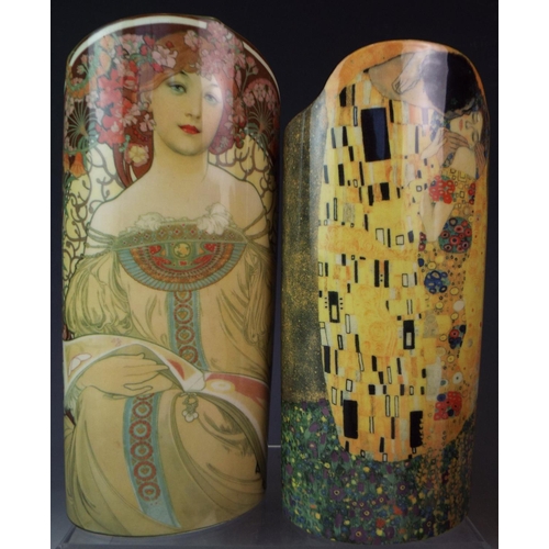 26 - Set of six Beswick Silhouette D'art Vases each with Impressionist designs, Each approx 8 inches tall... 