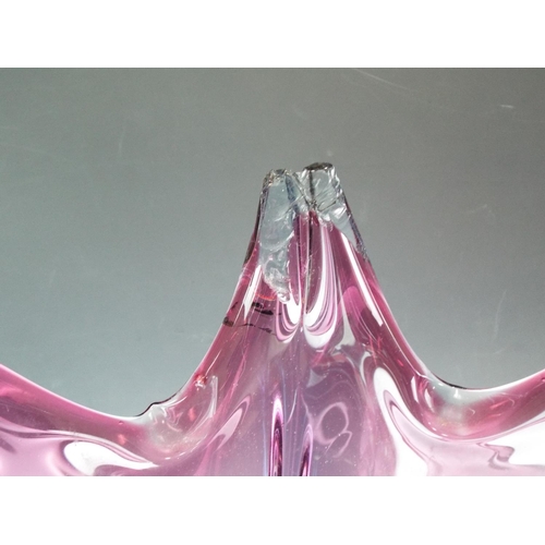 31 - Large and heavy art glass vase in graduated colours 20 inches tall . Minor damage to lip and foot. S... 