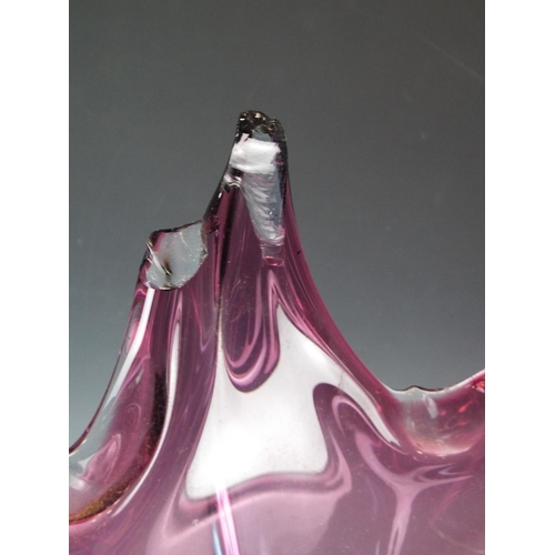 31 - Large and heavy art glass vase in graduated colours 20 inches tall . Minor damage to lip and foot. S... 