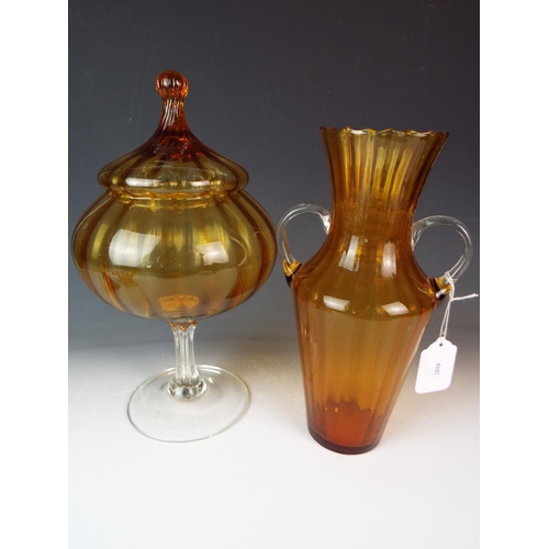 46 - Selection of Empoli glass plus other art glass. Largest vase 12 inches.  See photos