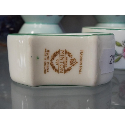 48 - Set of eight Minton napkin rings in the Haddon Hall pattern plus  Six large Adams stoneware eggcups ... 