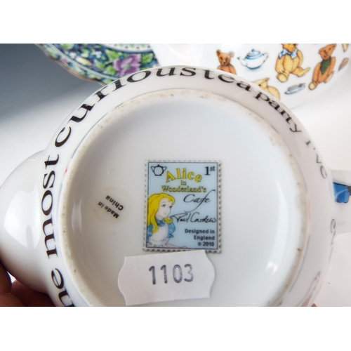 49 - Large and pretty Japanese plate. 13 inches in diameter plus two decorative teapots by Paul Cardew. S... 