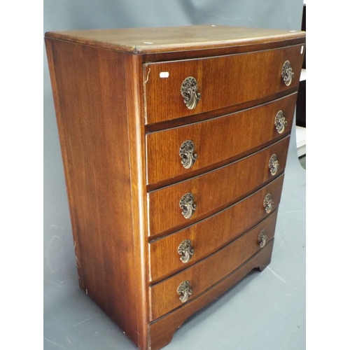 57 - 1960's five drawer chest by BE furniture. H:40 x W:30 x D:19 inches, slight convex front.