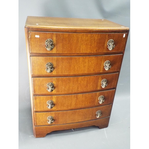 57 - 1960's five drawer chest by BE furniture. H:40 x W:30 x D:19 inches, slight convex front.