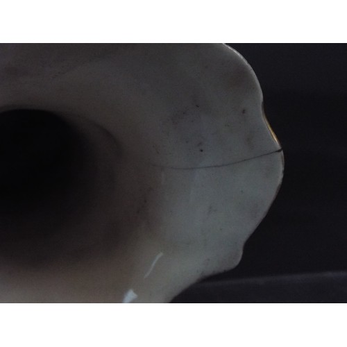 32 - Pair of Edwardian Blushware transfer printed vases. 12 inches tall, free from damage save for a smal... 