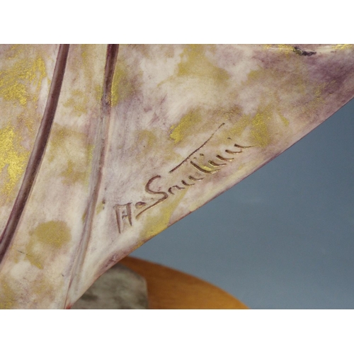 1 - Large Art Deco Dancer figurine by A Santini mounted on wooden plinth it measures 15 inches tall.