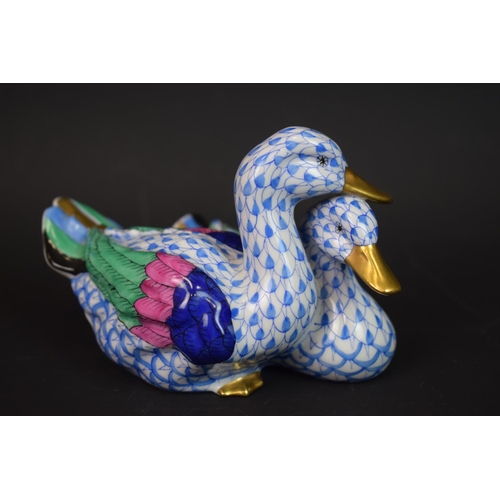 74 - Paperweight as a pair of hand painted Ducks By Herend Ceramics, Hungary. Measure 4 inches long. See ... 