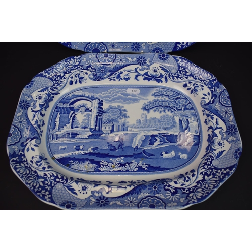 122 - Two Graduated Spode Square meat dishes in the Italian pattern, largest is 16 x 13 inches. Smaller 14... 