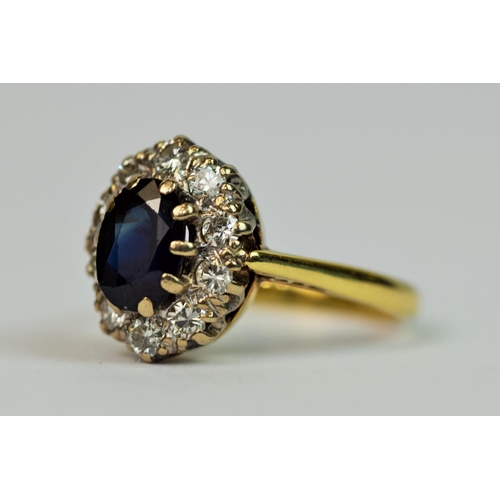 302 - 18ct Yellow Gold Sapphire and Diamond set ring. Finger size 'M'   4.2g