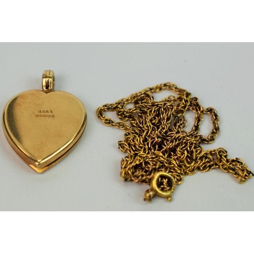 347 - 9ct Yellow Gold Locket plus a Gold plated chain. See photo