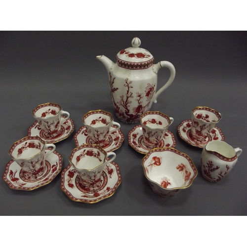 224 - Coalport indian tree coral coffee set.