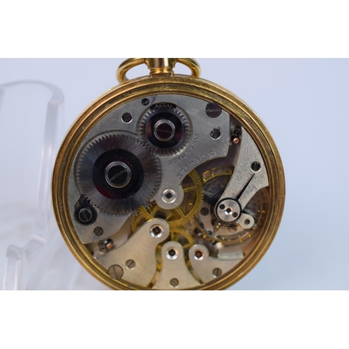 373 - 18ct Yellow Gold, Open faced pocket watch, intermittent runner, would benefit from clean and service... 