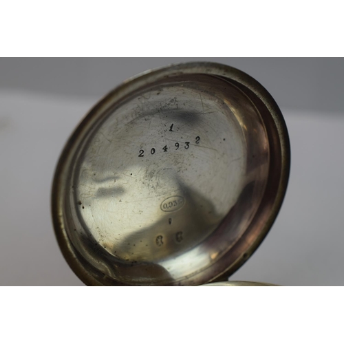 375 - 935 Imported pocket watch, enamel dial with subsidiary dial, Running order but would benefit from a ... 