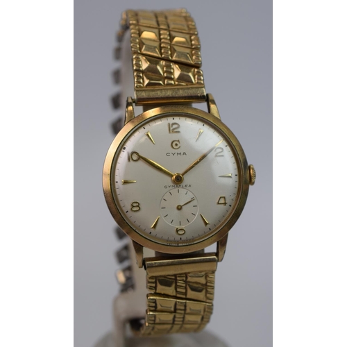 381 - Cyma,  Cymaflex swiss made wristwatch with expanding gold tone strap. Working order.  See photo