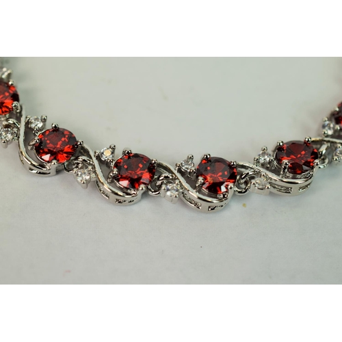 388 - 925 Silver 7 inch Stone set bracelet.  See photos