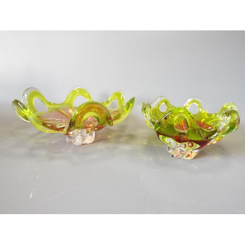 237 - 2 Chribska art glass bowls. By josef Hospodka.