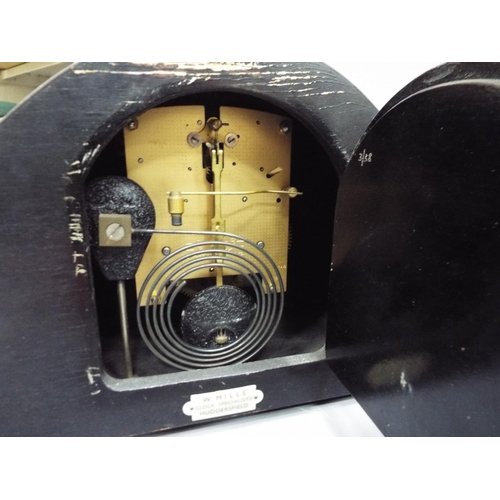 291 - Brass inlaid wooden box (locked no key) and a Smiths chiming mantle clock.