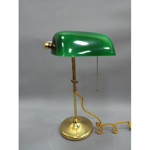 295 - Vintage bankers lamp with green shade standing 20