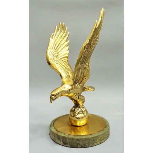 300 - A Brass eagle on a stone base approx 11.5