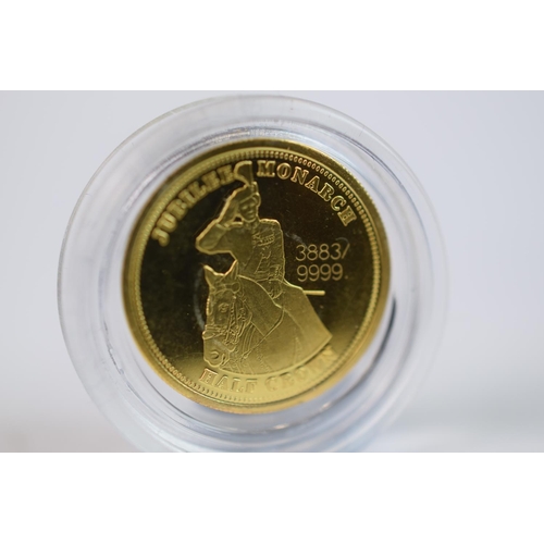 368A - 2012 9ct, Gold Proof, House of Windsor Jubilee Monarch Half Crown coin set in protective capsule. se... 