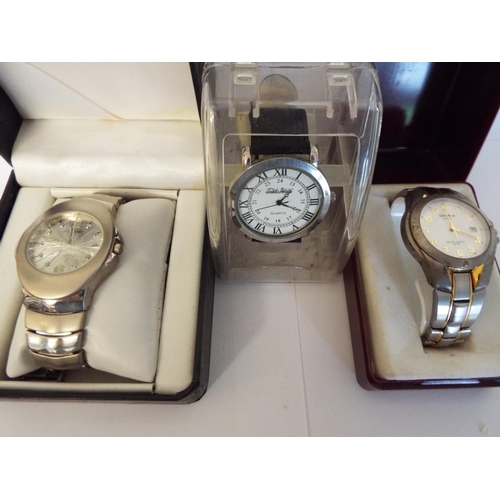 381A - Selection of boxed quartz watches, one requires new glass