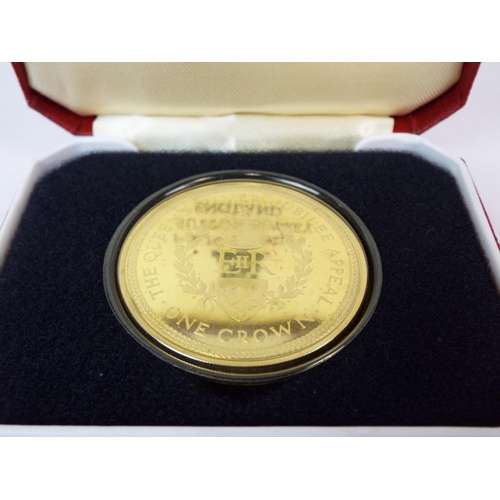12 - Pobjoy Mint  1977 Sterling Silver Gold plated proof Crown struck to commemorate Queen Elizabeth's Si... 