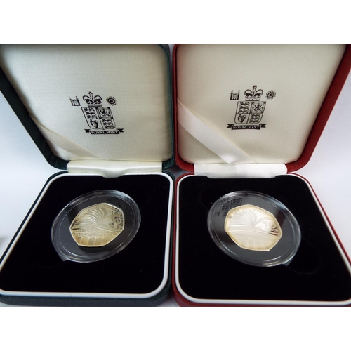 122 - Royal Mint Piedfort Silver proof Silver 50 Pence cased with COA plus Royal Mint Silver Proof 50 Penc... 