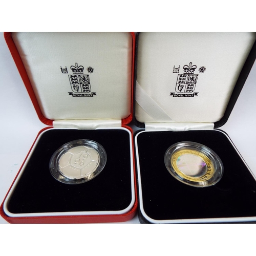 124 - Two Royal Mint Piedfort, Silver Proof Two Pound Coins,  1996 Celebration of Football, 1999 Rugby Wor... 