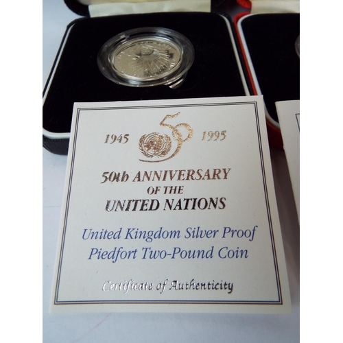 125 - Three Royal Mint Piedfort Silver Proof Two Pound Coins Various commemorations, Each Cased with COA. ... 