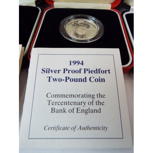 125 - Three Royal Mint Piedfort Silver Proof Two Pound Coins Various commemorations, Each Cased with COA. ... 