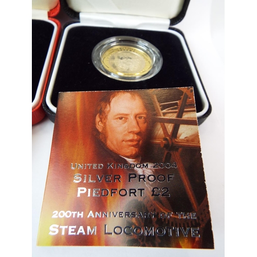 125 - Three Royal Mint Piedfort Silver Proof Two Pound Coins Various commemorations, Each Cased with COA. ... 