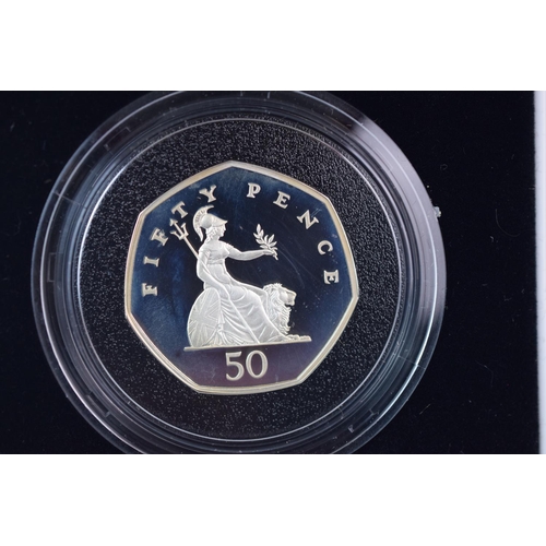 121 - Two Royal Mint 1997 / 1998 Silver Proof Piedfort 50 pence Coins cased with COA  (S77)  See photos