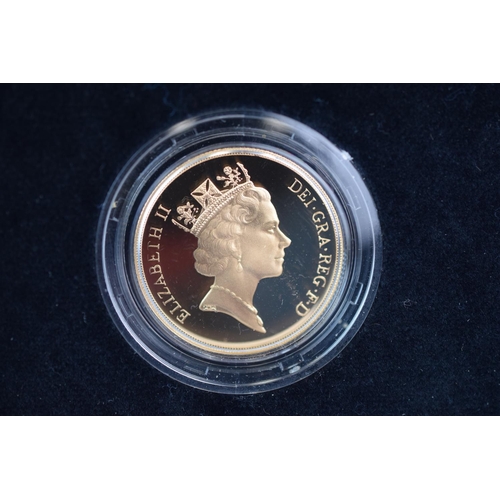 133 - Royal Mint 1992 22ct Gold UK Proof Four Coin Sovereign cased set with COA Comprising of Five Pound C... 