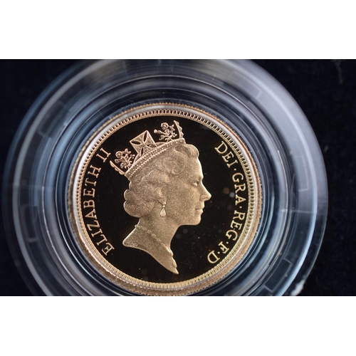 133 - Royal Mint 1992 22ct Gold UK Proof Four Coin Sovereign cased set with COA Comprising of Five Pound C... 