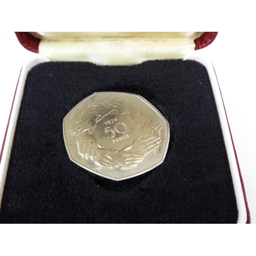 135 - Four Copper/Nickel Royal Mint 50 pence coins to commemorate EEC. Cased with COA's  See photos