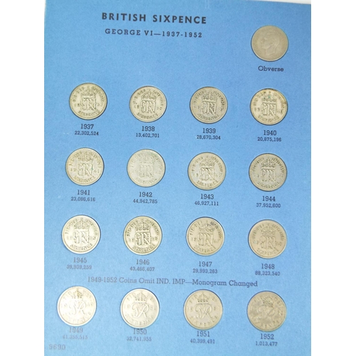 137 - Collectors albums of Sixpences dating from 1937 to 1967, some pre 1947 silvers plus a collection of ... 