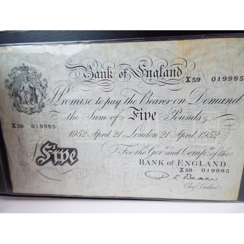 139 - Album of UK paper currency to include a 1951 White Five Pound note. All notes in crisp unfolded cond... 