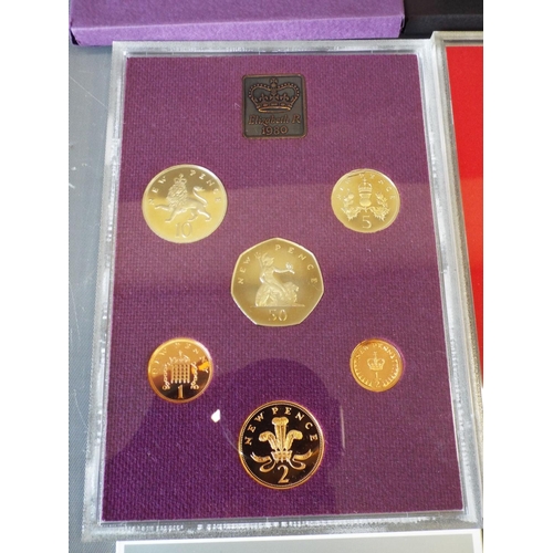 147 - 3 Royal Mint proof sets The coinage of Great Britain and Northern Ireleand 1980, 1981 & 1982 (4)