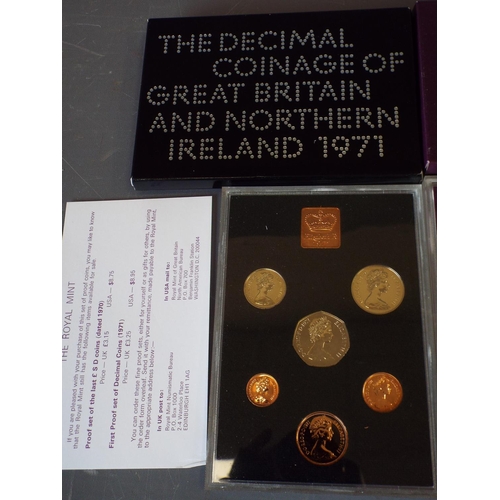 150 - 2 Royal mint proof sets decimal coinage collection of Great Britain and Northern Ireland 1970 & 1971... 