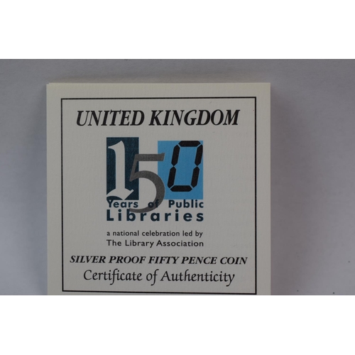122 - Royal Mint Piedfort Silver proof Silver 50 Pence cased with COA plus Royal Mint Silver Proof 50 Penc... 