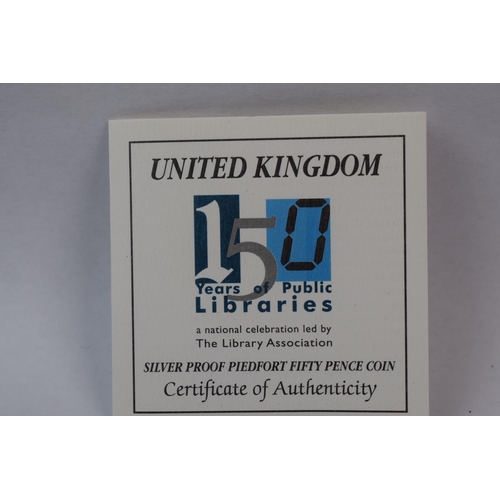122 - Royal Mint Piedfort Silver proof Silver 50 Pence cased with COA plus Royal Mint Silver Proof 50 Penc... 