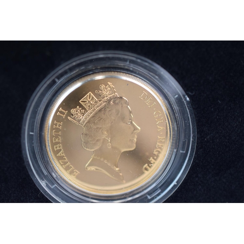 128 - Royal Mint 1991 22ct Gold UK Proof Four Coin Sovereign cased set with COA Comprising of Five Pound C... 