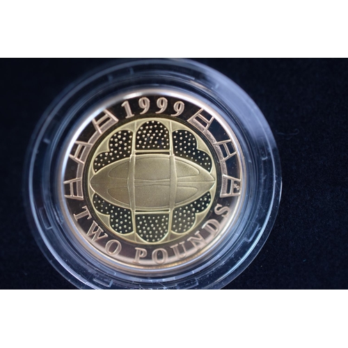 130 - Royal Mint 1999 22ct Gold UK Proof Four Coin Sovereign cased set with COA Comprising of Five Pound C... 
