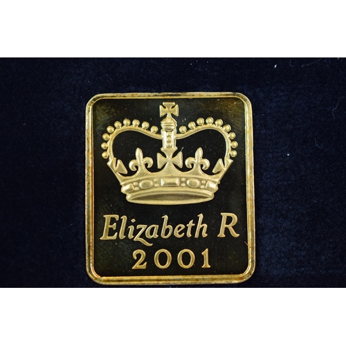 134 - Royal Mint 2001 22ct Gold UK Proof Four Coin Sovereign cased set with COA Comprising of Five Pound C... 